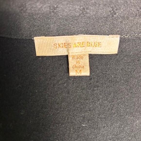 Skies Are Blue Collared Blouse Womens Medium Black Minimalist Business Casual - Picture 3 of 7